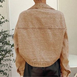 Brown open cropped Jean jacket